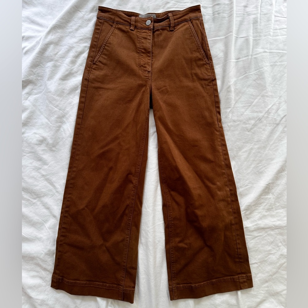 Everlane Wide Leg Cropped Denim, Size 2, Copper/Brown